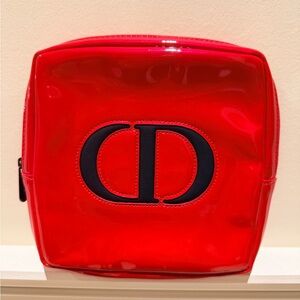 CHRISTIAN DIOR "CD" Red Square Makeup Bag Pouch BRAND NEW